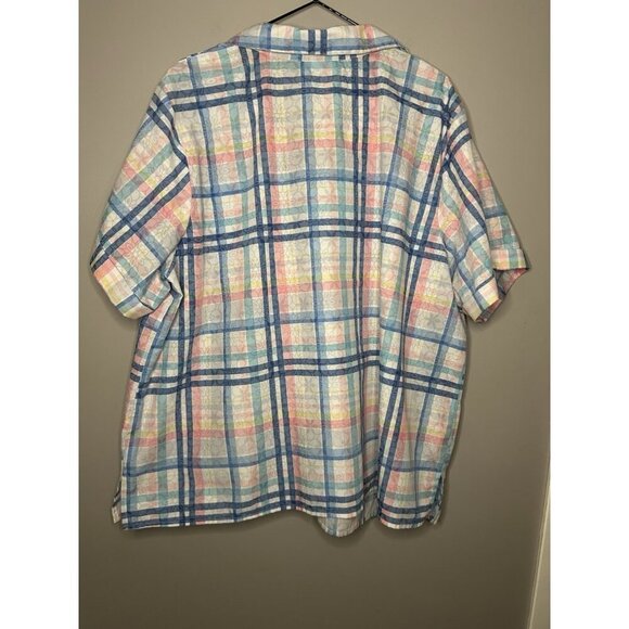 Alfred Dunner Button Up Shirt Size 22W Plaid Floral Short Sleeve Multicolor - Picture 4 of 7